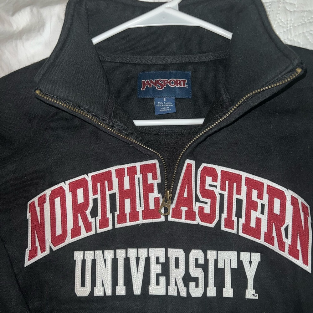 Black Unisex Northeastern University Quarter Zip Size Small